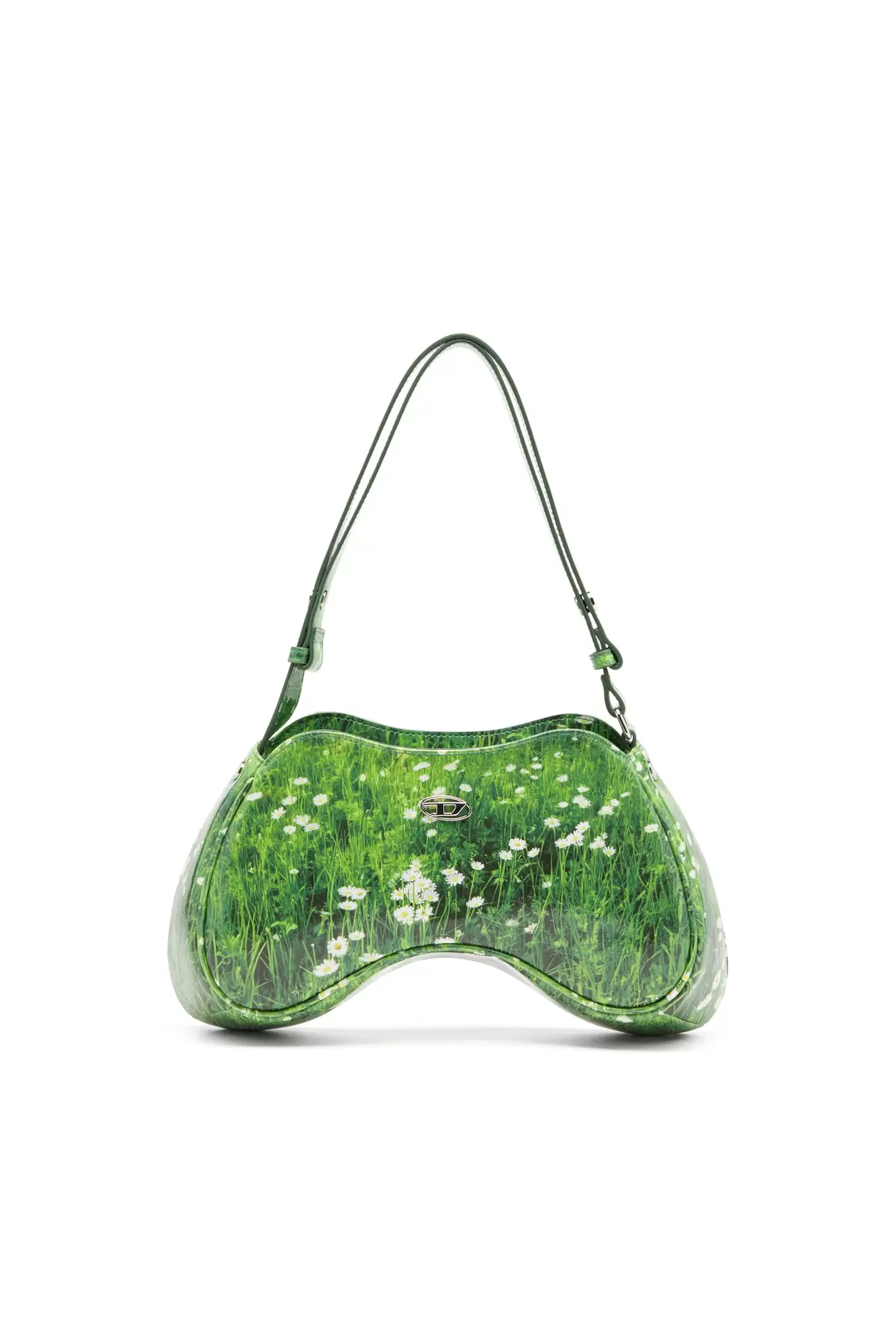 Play-Glossy shoulder bag with print