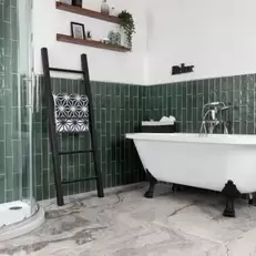 Faith Green Gloss Rustic Brick Effect Wall and Floor Tile
