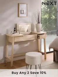 Light Natural Oti Oak Effect Mirror Console Dressing Table