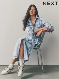 Bleach Blue Denim Midi Shirt Dress