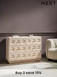 Oyster Eden Solid Mango Wood 6 Drawer Sideboard