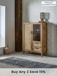 French Connection Mango Wood and Rattan Laredo Sideboard