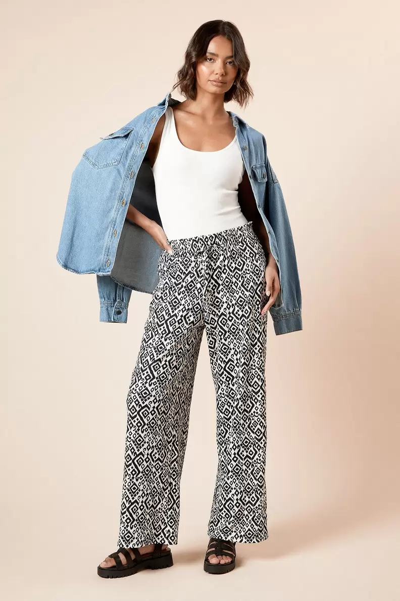 Mono Belted Wide Leg Jersey Trouser