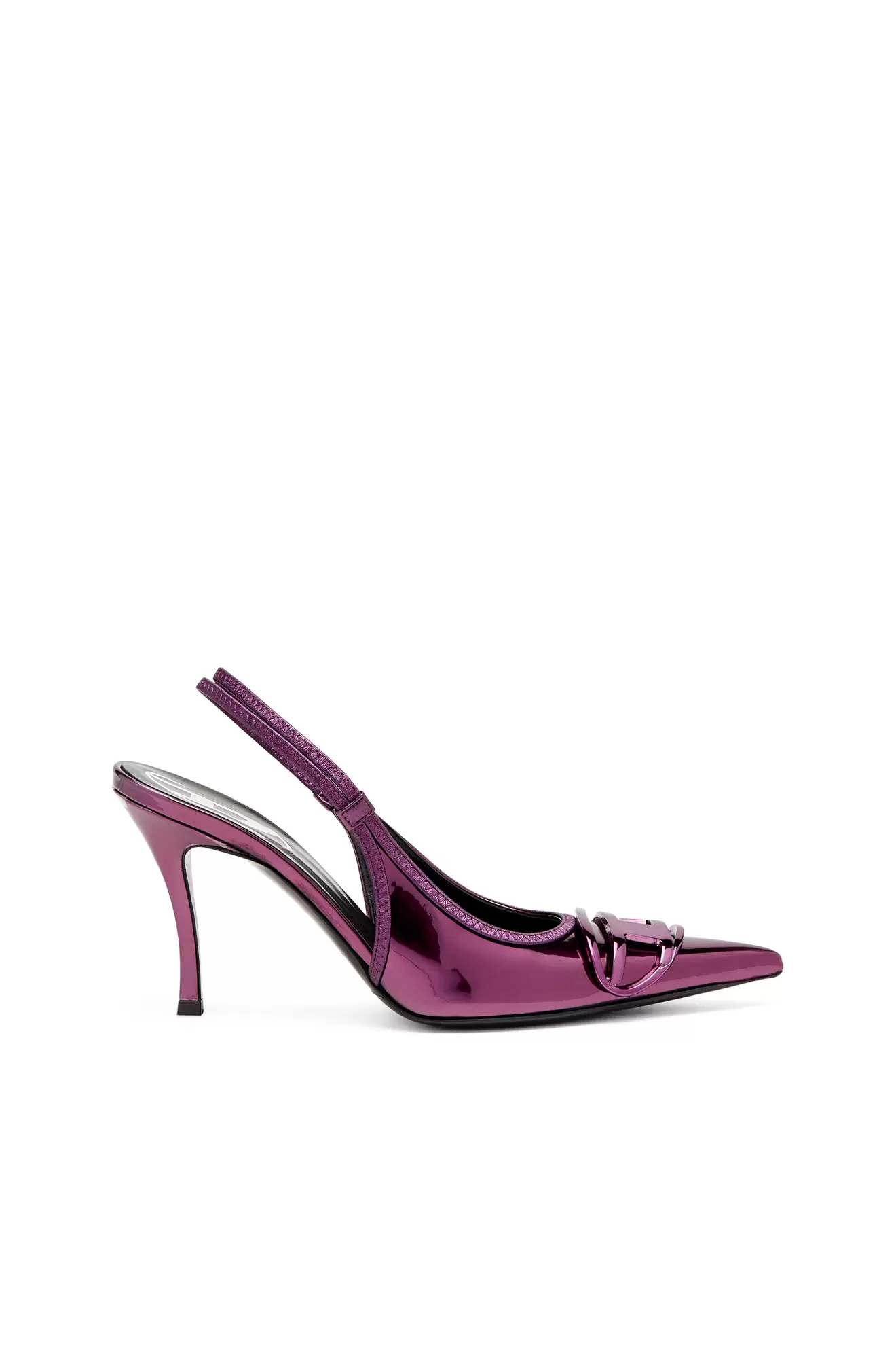 D-Venus-Slingback pumps with mirror finish
