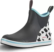 Showave Women's Deck Boots Waterproof Ankle Rain Footwear Non-Slip Rubber Boots for Boating Fishing Gardening Farming