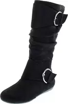 Women's Klein-70 Closed Round Toe Buckle Slouch Flat Heel Mid-Calf Boot