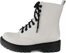 FIRM - Lug Sole Combat Ankle Bootie Lace up w/Side Zipper