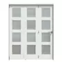 Green & Taylor3-Door 4-Frosted Light Primed White Wooden Shaker Internal Bi-Fold Door 2060mm x 1674mm