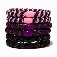 Pink Tonal Lurex Beaded Woven Hair Ties - 6 Pack
