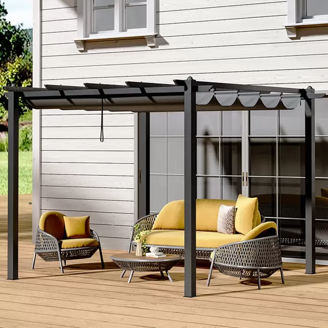 Living and Home 3 x 3m Aluminium Patio Deck Pergola with Canopy