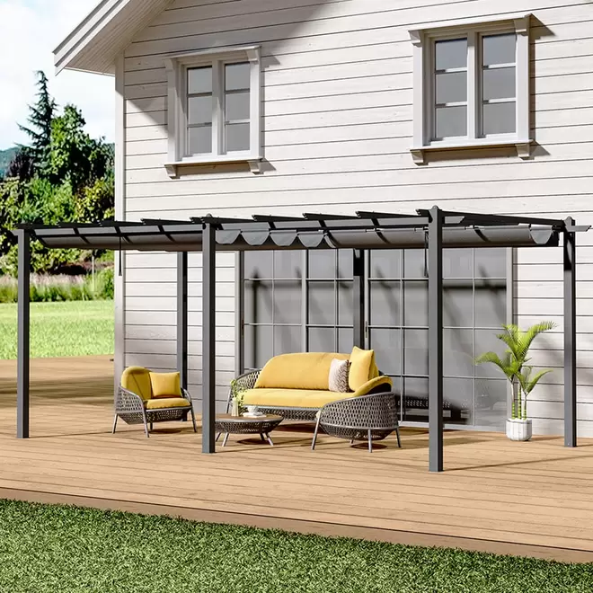 Living and Home 3 x 6m Aluminium Patio Deck Pergola with Canopy