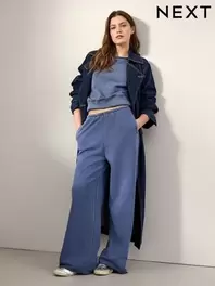 Indigo Blue Elevated Wide Leg Washed Look 100% Cotton Joggers