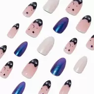 Black Cat Celestial Halloween Stiletto Press On Faux Nail Set - 24 Pack