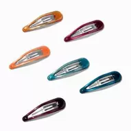 Jewel Tone Metallic Snap Hair Clips - 6 Pack