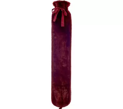 AROMA HOME Faux Fur Long Hot Water Bottle - Burgundy