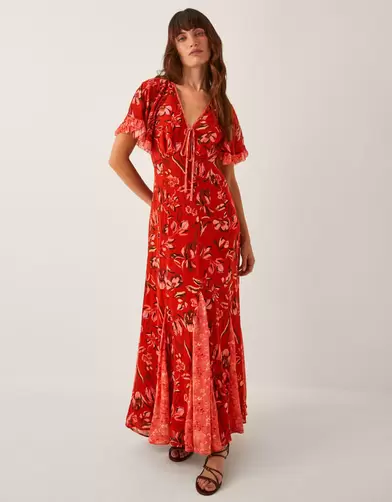 Tallie Floral Cape Maxi Dress Orange