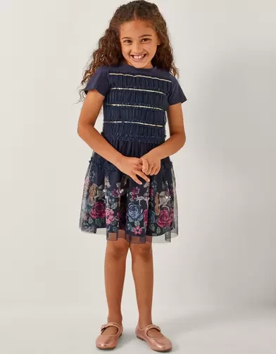 Unicorn Sequin Frill Dress Blue