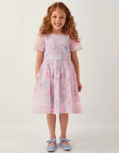 Haisley Appliqué Flower Tulle Dress Multi