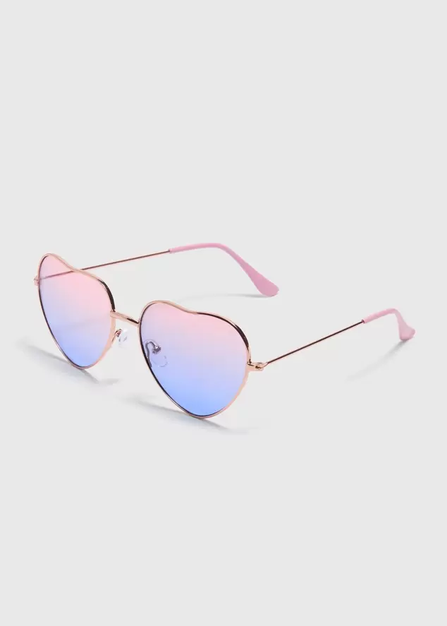 Girls Pink Heart Sunglasses