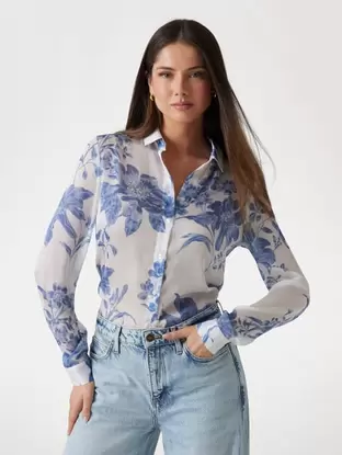 Floral-print chiffon blouse