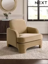 Soft Velvet Camel Brown Ebony Arm Chair