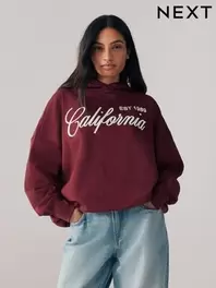 Burgundy Red Embroidered Oversized Hoodie