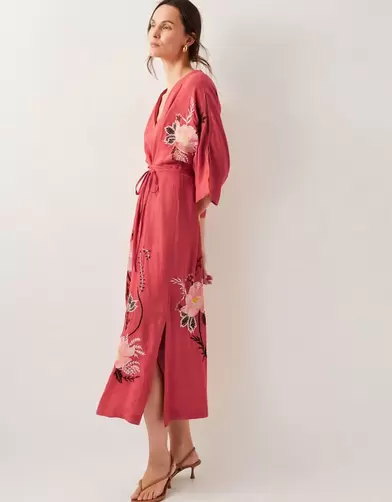 Jasmine Kimono Midi Dress Orange