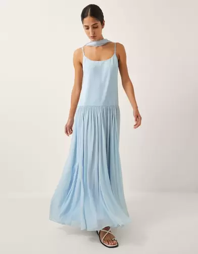 The India Edit Tara Drop Waist Maxi Dress Blue