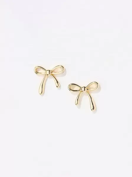 Gold Tone Bow Stud Earrings