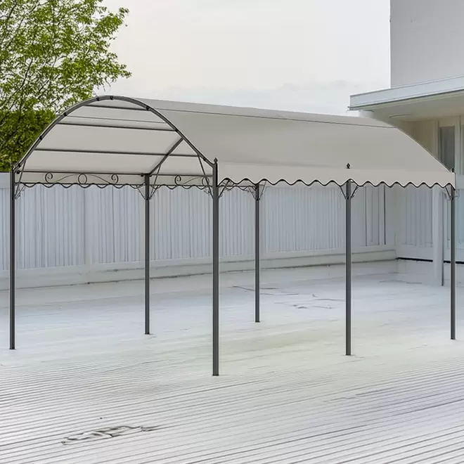 Living and Home Black Metal Arched Outdoor Pergola with Canopy 3 x 4m