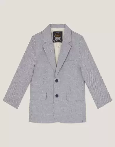 Pinstripe Cotton Blazer Blue