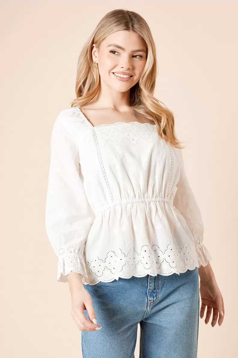 Embroidered Long Sleeve Blouse