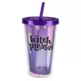 Halloween Spooky Plastic Tumbler With Straw - Witch Please