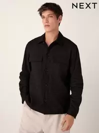Black Textured Waffle Long Sleeve 100% Cotton Shirt