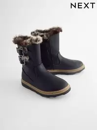 Black Standard Fit (F) Warm Lined Zip Boots