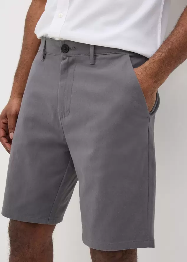 Grey Straight Fit Chino Shorts