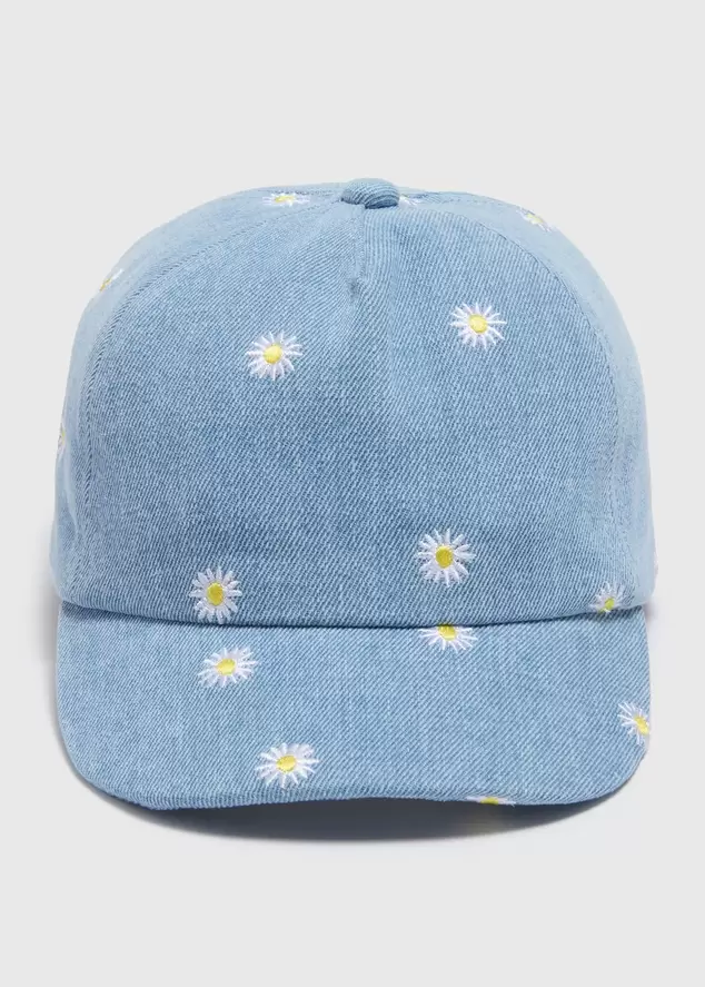 Girls Denim Blue Daisy Cap (7-13yrs)