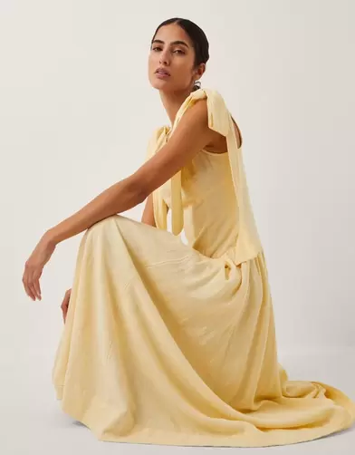 The India Edit Isabelle Drop Waist Maxi Dress Yellow