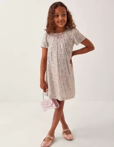 Sienna Sequin Bow Party Dress Silver