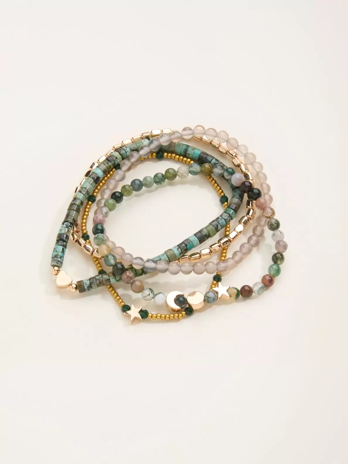 Green Stretch Stack Bracelet
