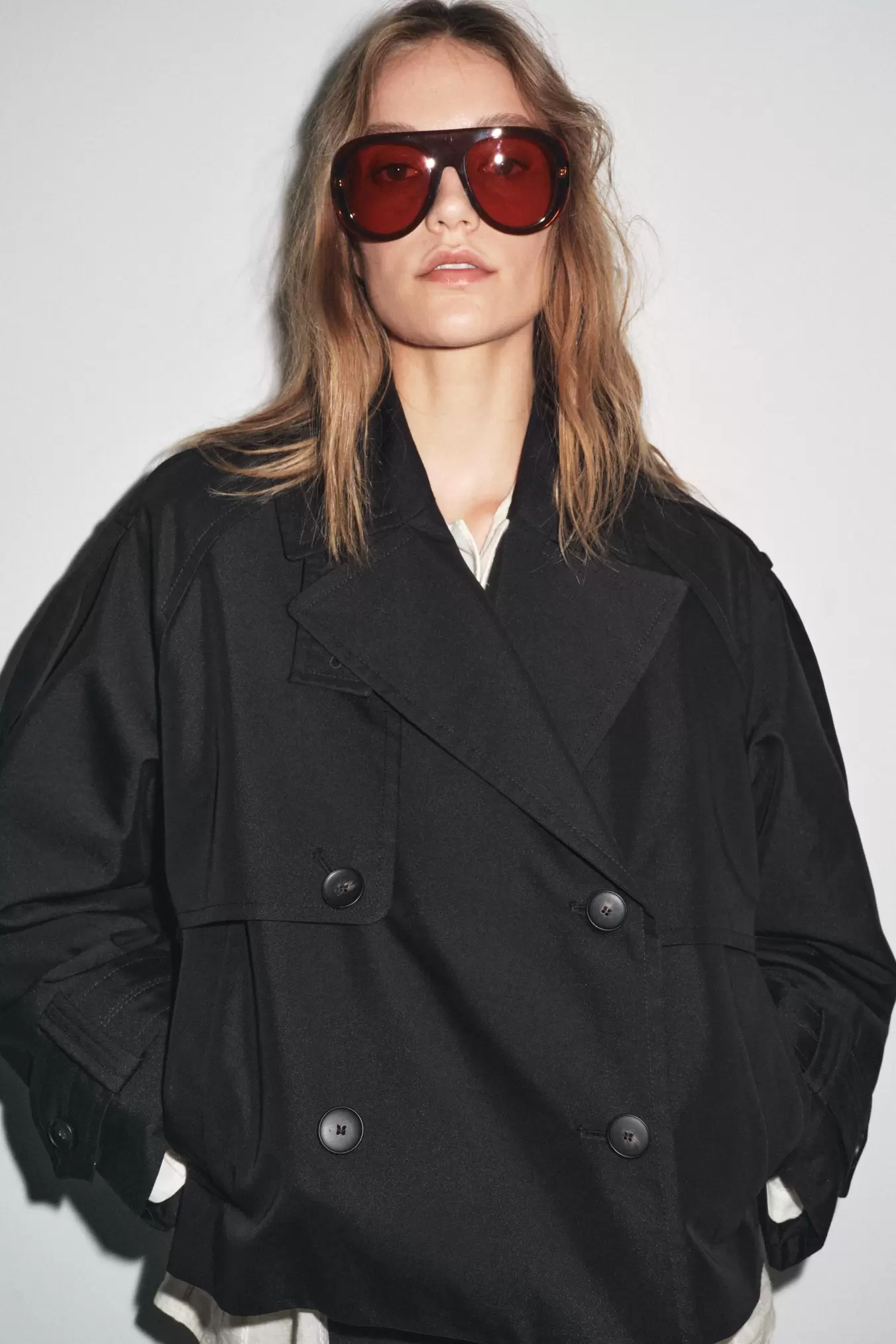 ZW COLLECTION WATER-REPELLENT SHORT TRENCH COAT