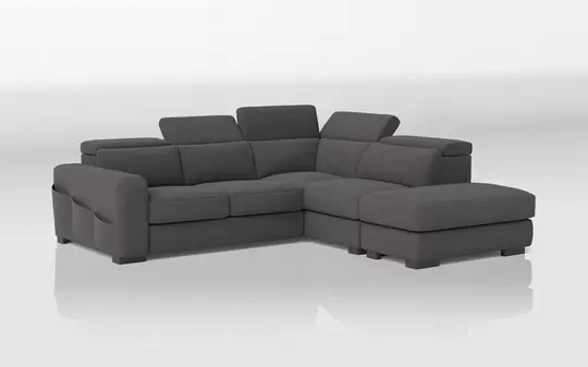 Melizzano 2 Corner 2 Sofa with Sliding Footrest, Right Hand Facing Chaise with Pockets & Ottoman