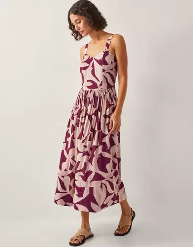 Annie Print Midi Dress Red