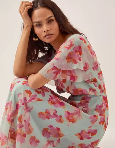 Marlene Floral Print Midi Dress Green
