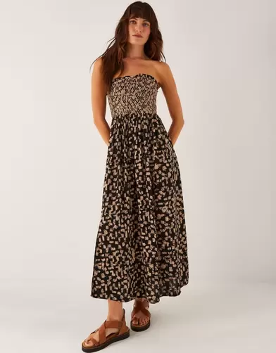 Ania Geometric Bandeau Dress Black