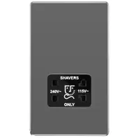 BG Screwless Flat Plate Dual Voltage Shaver Socket - Black Nickel
