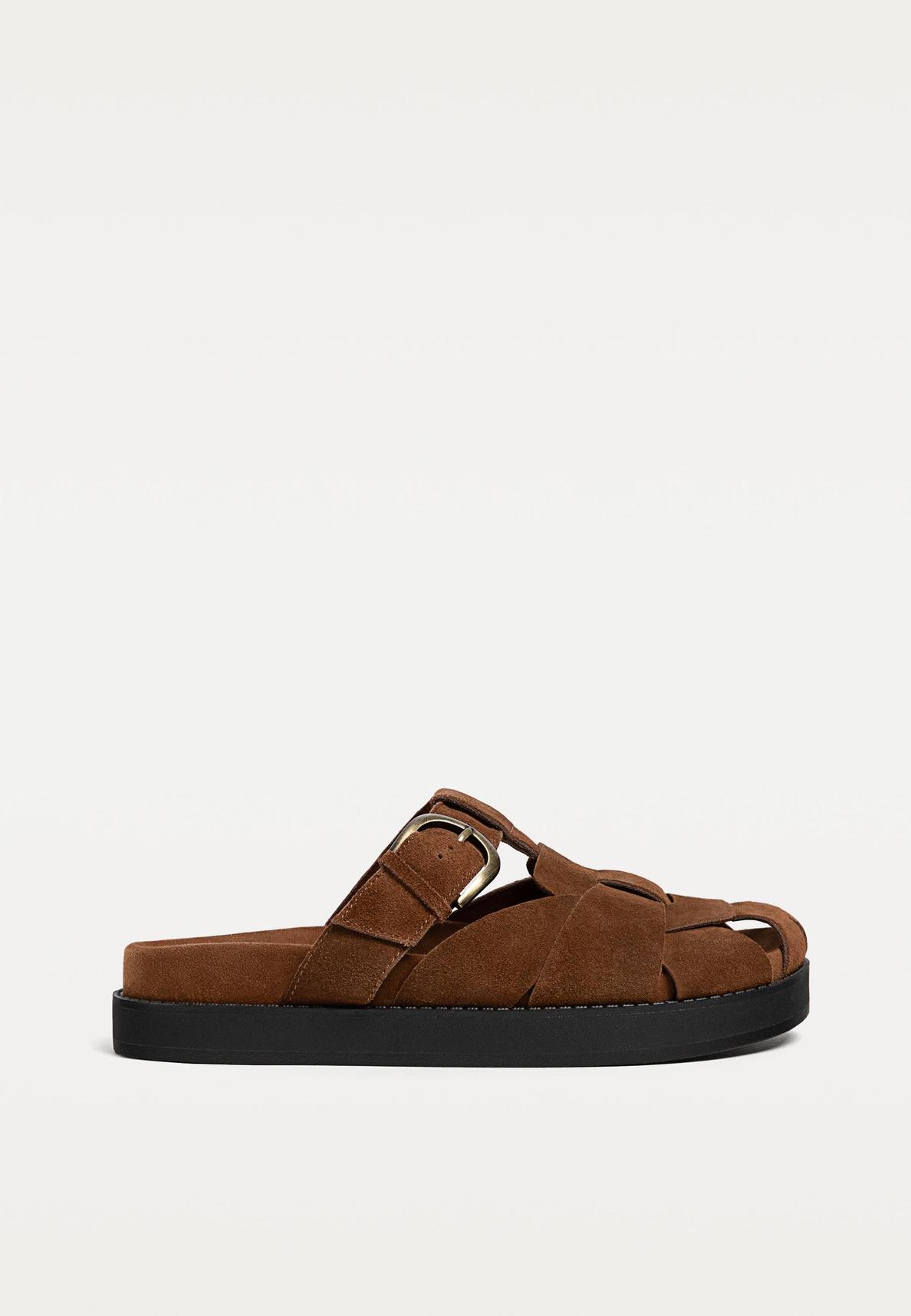 Leather cage sandals