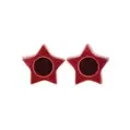 Christmas Candle Holder Star Shape (Pack Of 2) - Red