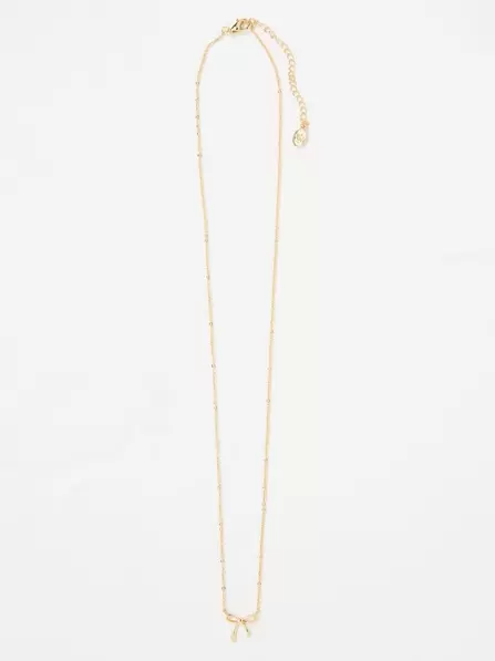 Gold Tone Bow Pendant Necklace