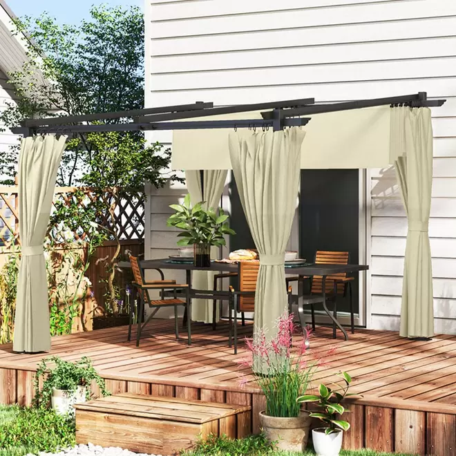 Outsunny Beige Pergola with Retractable Roof 3 x 3m
